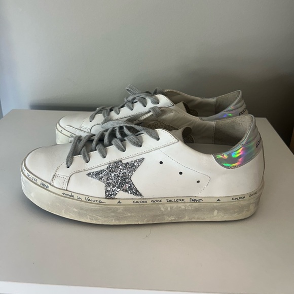 Golden Goose Hi Star White Glitter Star Mirror Heel - Picture 3 of 7